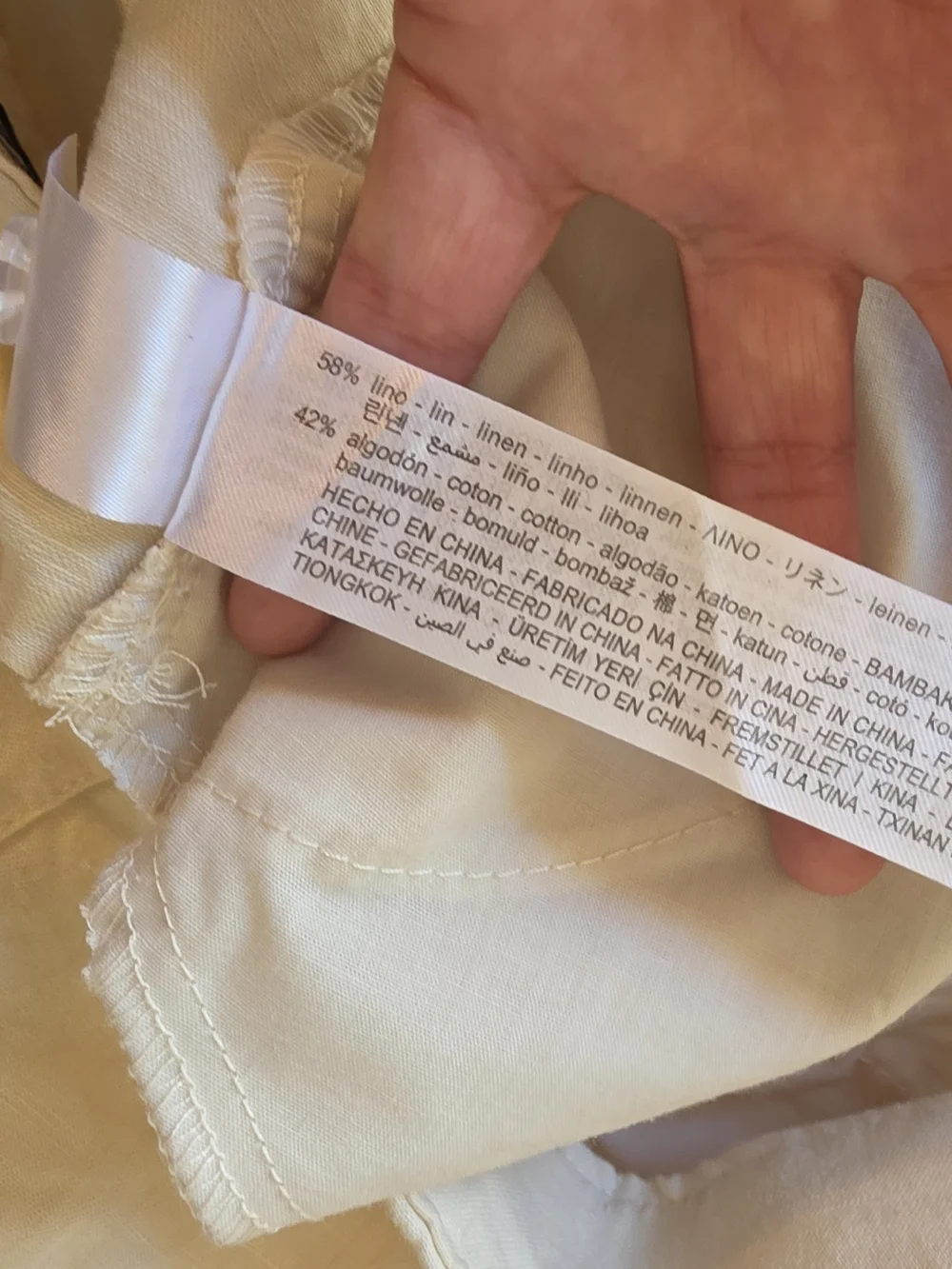 Zara High Waist Wide Leg Linen Blend Pants Ecru Cream Size L